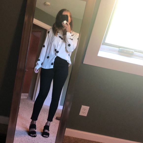 LOFT Tops - LOFT Black Polka Dot Blouse